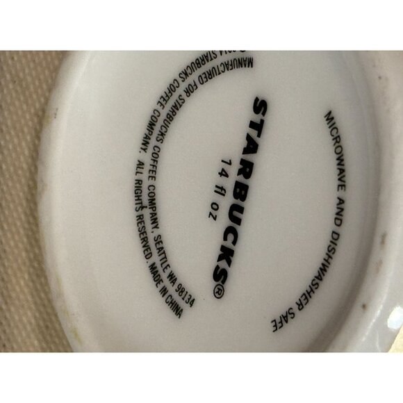 Starbucks 14 Oz Ceramic Mug Yellow Palm Design Microwave & Dishwasher Safe - Picture 2 of 9